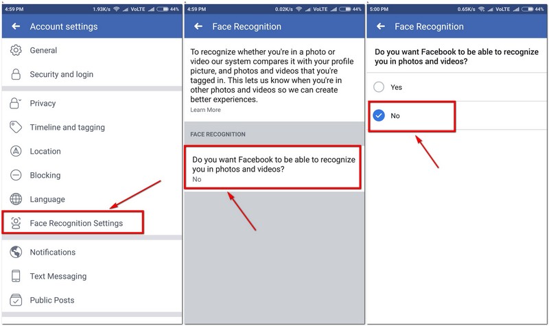 How To Turn Off Facebook Facial Recognition Using Facebook App Website